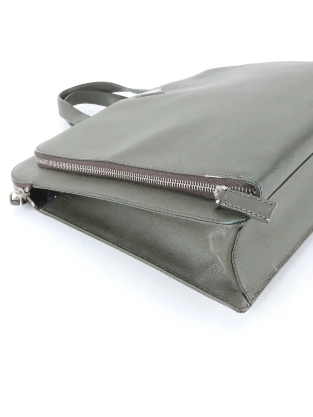 Prada Saffiano Triangle Logo Leather Business Document Briefcase